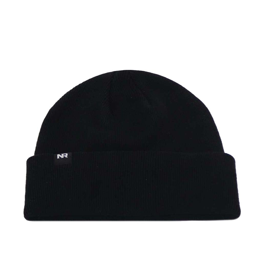 Black cuffed knit Texas Tech Script Beanie with a small rectangular logo patch on the front.