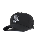 The Texas A&M Ol' Sarge Basketball Hat by No Rivals is a black snapback featuring an embroidered Ol' Sarge playing basketball on the front and a small NR logo patch on the brim. Made from a durable polyester-cotton blend for comfort and structure.