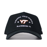 The No Rivals Virginia Tech Outlaw Hat in black features an embroidered logo with "Virginia Tech Hokies," "VT," "1872," and "Blacksburg, VA" stitched in white and orange on the front. Perfect for your gameday fit, this cap also offers a convenient snapback closure for a comfortable, customizable wear.