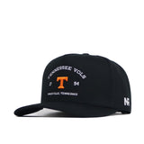 The Tennessee Outlaw Hat - Black by No Rivals is a black snapback cap with "TENNESSEE VOLS" and "1794" in white, an orange T in the center, and "KNOXVILLE, TENNESSEE" below. An official New Era logo is embroidered on the left side.