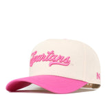 The No Rivals Michigan State Pink Out Hat is an officially licensed beige baseball cap featuring “Spartans” in pink script across the front and a vibrant pink brim. Designed to show support for breast cancer awareness, it also features a small pink logo on the side, combining meaningful purpose with stylish flair.