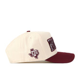 A cream and maroon Texas A&M Paisley Howdy Hat by No Rivals, featuring “TAMU” embroidered on the front and an officially licensed Texas-shaped Texas A&M logo on the side, viewed from the left.