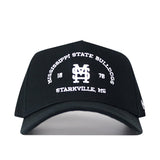 The Mississippi State Outlaw Hat - Black by No Rivals features a classic snapback design, white “Mississippi State Bulldogs 1878 Starkville, MS” text, and a bold embroidered M logo on the front—perfect for finishing off your gameday look.