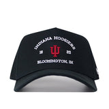 The Indiana Outlaw Hat - Black by No Rivals is a black snapback cap featuring an embroidered “Indiana Hoosiers 1820 Bloomington, IN” logo and the IU emblem in white and red on the front. This officially licensed hat is a perfect way to show your Hoosier pride.