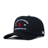 The Indiana Outlaw Hat - Black by No Rivals features “Indiana Hoosiers 1820 Bloomington, IN” and the iconic IU embroidered logo on the front, with a white N logo on the left side and a snap back closure for an adjustable fit. This cap is officially licensed for authentic team style.