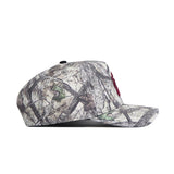 The No Rivals Montana Outland Hat is a high-quality cotton snapback with a camouflage pattern, flat brim, and structured fit, displayed from the side on a white background.