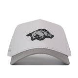 The No Rivals Arkansas Graphite Hat showcases the Arkansas Razorbacks’ embroidered logo—a black outlined, running wild boar—on the front, and features a classic snap back for an adjustable and comfortable gameday fit.