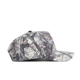The No Rivals Kansas Outland Hat is a structured fit baseball cap with a gray and brown camo pattern, flat brim, black top button, and classic snapback closure.