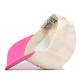 The Florida State Pink Out Hat by No Rivals is displayed upside down, showcasing the interior label and adjustable snap back, with its distinctive cream crown and pink bill.