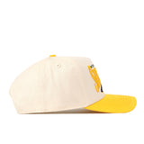 The Wichita State Stride Hat by No Rivals is a cream-colored cap with a yellow brim, front embroidered logo, and snap back closure—shown in profile for the perfect gameday look.