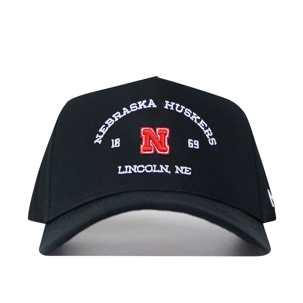 The No Rivals Nebraska Outlaw Hat in black features “Nebraska Huskers 1869 Lincoln NE” along with a bold red embroidered “N” logo on the front—perfect for completing your gameday outfit.