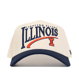 The No Rivals Illinois Fighting Illini Stride Hat is a cream and navy snapback featuring embroidered Fighting Illini ILLINOIS logos and a bold block orange "I" on the front—perfect for finishing your gameday look.