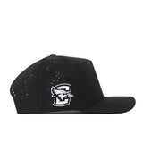 No Rivals Creighton Bluejays Golf Hat in black features ventilation holes and a white embroidered stylized bird logo in front of a letter C on the side—perfect for your gameday fit.
