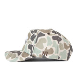Kansas State Huntsman Hat featuring a camouflage snapback design with a brown embroidered logo on the side.