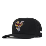Show your team spirit with the Minnesota Football Mascot Hat - Black by No Rivals. This flat-brim cap features an embroidered golden gopher mascot in an “M” sweater on the front, a small No Rivals logo patch on the side, and a classic snapback closure—perfect for your gameday fit.
