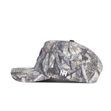 The No Rivals Kansas State Outland Hat is a camouflage-patterned cotton baseball cap with 'NR' embroidered in white on the side, shown in a left profile against a plain white background and featuring a structured fit.