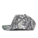 Side view of the Wichita State Outland Hat by No Rivals, featuring a camo pattern, snap back, and white embroidered RP on the side with part of a white B on the front. Plain white background. Perfect for your gameday fit.