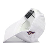 Showcasing the Washington Huskies Football Mascot Hat in white by No Rivals, this snapback cap features breathable perforated sides, a bold purple and gold embroidered M logo on the side, and an interior label that reads “MD RIVALS.” Crafted from performance fabric, the cap is displayed to highlight both its interior and distinctive side details.