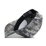 The App State Outland Hat by No Rivals features a camouflage pattern, black inner lining with NO RIVALS text and a QR code on the band. Crafted from high quality cotton, it has a classic snapback closure for an adjustable fit.