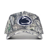 The No Rivals Penn State Outland Hat is a camouflage snapback featuring a navy and white Nittany Lions logo on the front, made from high-quality cotton for a comfortable, structured fit.