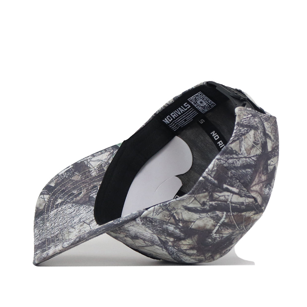 The No Rivals Minnesota State University Mankato Outland Hat is displayed on its side with the interior visible, showcasing a white adhesive sweat liner attached to the inner band. The hat features a classic snapback closure for an adjustable Gameday Fit.