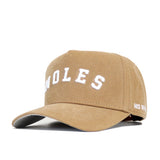 The Florida State Rustic Hat by No Rivals is a tan cotton canvas hat with a structured fit, featuring NOLES in large white letters on the front and NO RIVALS on the brim. It has a snapback closure for adjustable fit.