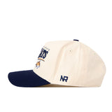 Show your Bobcat pride with the Montana State Bobcats Stride Hat by No Rivals. This cream and navy snapback cap features a bold bobcat logo embroidered on the front, “N R” stitched on the side, a navy bill, and a cream crown with ventilation eyelets—making it the perfect addition to upgrade your gameday outfit.