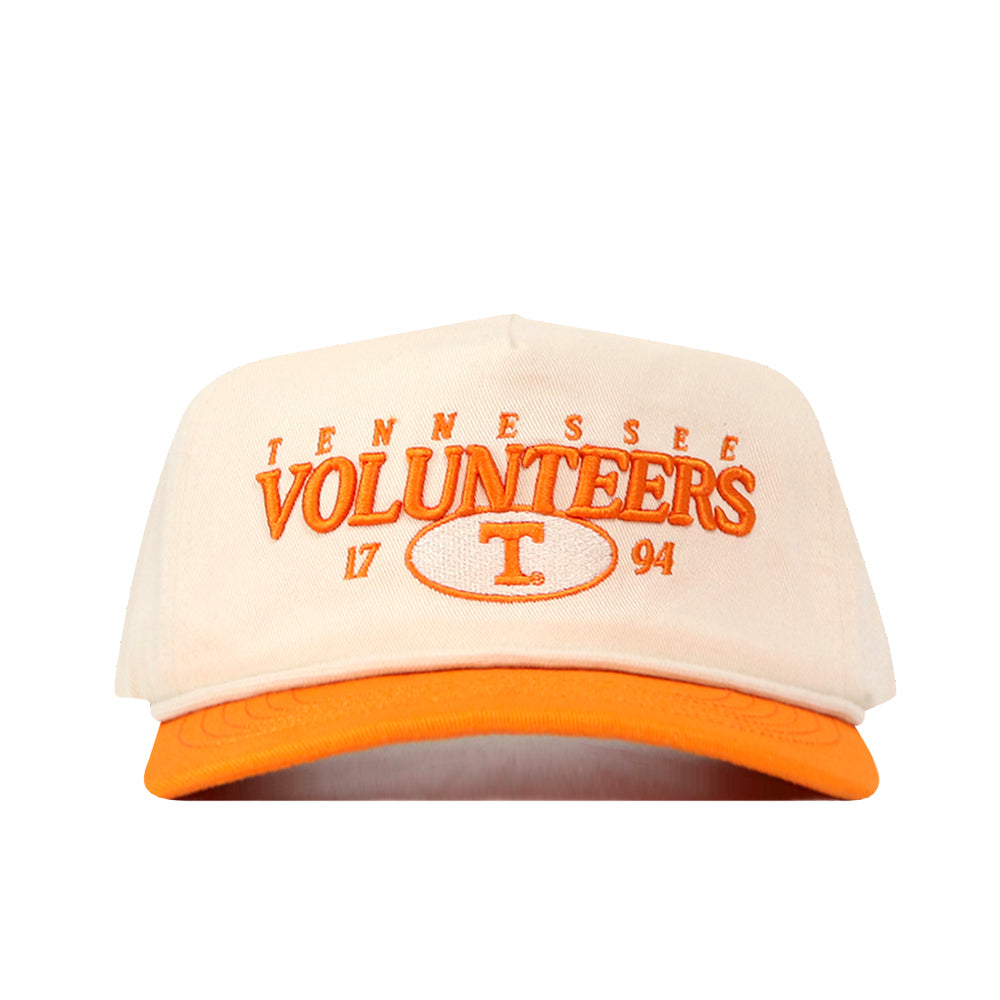 Introducing the Tennessee Starter Hat by No Rivals—this officially licensed white and orange snapback features bold “Tennessee Volunteers 1794” embroidery with a prominent T logo on the front, the perfect cap for true fans.