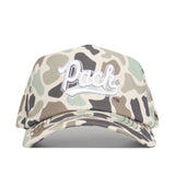 The No Rivals Nevada Huntsman Hat is a 5-panel duck camo snapback featuring "Pack" embroidered in bold white script on the front.