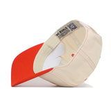 The Clemson Vintage Hat by No Rivals is shown on its side, revealing the inner lining with NO RIVALS text and a QR code printed inside the crown—perfect for your gameday look.