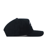 The No Rivals Clemson Outlaw Hat in black is displayed in a side profile view against a white background. Boasting a classic, simple design with a curved brim and easy snapback adjustment, this hat provides the perfect gameday fit for any occasion.
