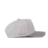 A Boise State Graphite Hat by No Rivals, featuring light gray fabric and “Broncos” embroidered on the side in matching thread, is displayed in a side profile against a plain white background. Ideal for finishing off your gameday look.