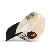 The Minnesota Gophers Alma Mater Hat by No Rivals is shown inside out to reveal the inner tags, while the exterior features a red football helmet graphic and embroidered logos on this officially licensed snapback cap.
