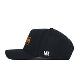Sure! Here’s the rewritten sentence using your product data: The Tennessee Vols Gradient Night Mode Hat by No Rivals is a black snapback seen from the side, showcasing an orange embroidered logo on the front and white NR initials stitched on the side—perfect for completing your gameday fit.