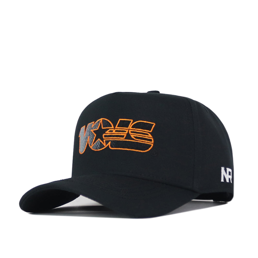 Show off your gameday style with the Tennessee Vols Gradient Night Mode Hat by No Rivals. This black snapback cap features a striking orange and yellow embroidered WES logo on the front and bold white NR lettering on the side. Highlighted with standout embroidered details, the hat is pictured at an angle on a white background, making it the perfect finishing touch for your gameday fit.