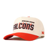 Complete your ultimate Gameday Fit with the Bowling Green State Falcons Alma Mater Hat by No Rivals—a beige and red snapback featuring BOWLING GREEN FALCONS embroidered on the front and NR on the side.