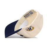 The Upside Down Kent State Hat - Classic Colors by No Rivals features a beige and navy snapback design, structured fit, inside NO RIVALS label, and Kent State Golden Flashes logo under the brim.
