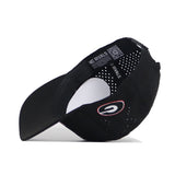 The No Rivals Georgia Bulldogs Golf Hat in black features a curved brim, perforated back panels, adjustable strap, polyester-cotton blend, “NO RIVALS” text inside, and an embroidered red and white outlined G logo on the front.