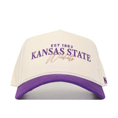 Show your team spirit with the No Rivals Kansas State Wildcats Vintage Hat—a white and purple snapback featuring “EST 1863 KANSAS STATE Wildcats” embroidered on the front in bold purple and gold lettering. Crafted from high-quality cotton, this hat ensures a comfortable, lasting fit that’s perfect for gameday.